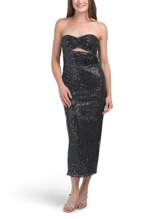 Selfie Leslie Dresses & Skirts - SELFIE LESLIE Calia Rose Accent Sequin Midi Dress